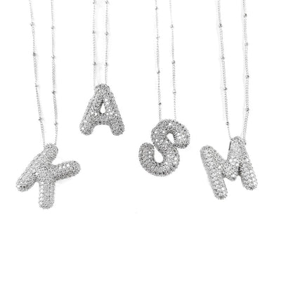 Silver Bubble Initial Necklace - Southern Soule Designs