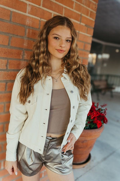 Silver Faux Leather Shorts - Southern Soule Designs