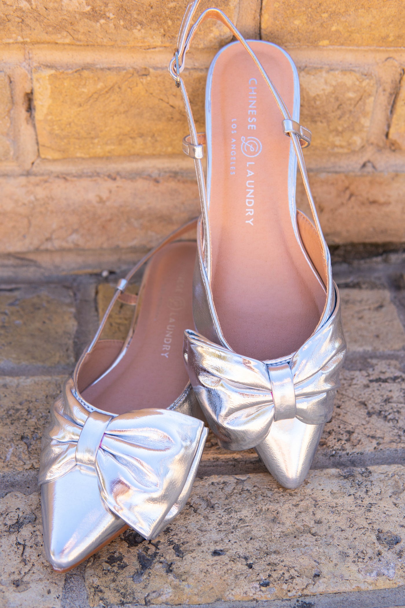 Harmony Bow Slingback Flat Silver