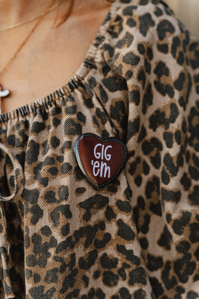 Leopard Denim Puff Sleeve Babydoll Romper IR2196-D