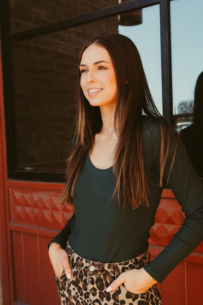 Sirena Rib Long Sleeve Cyprus Green ZT231242 - Southern Soule Designs