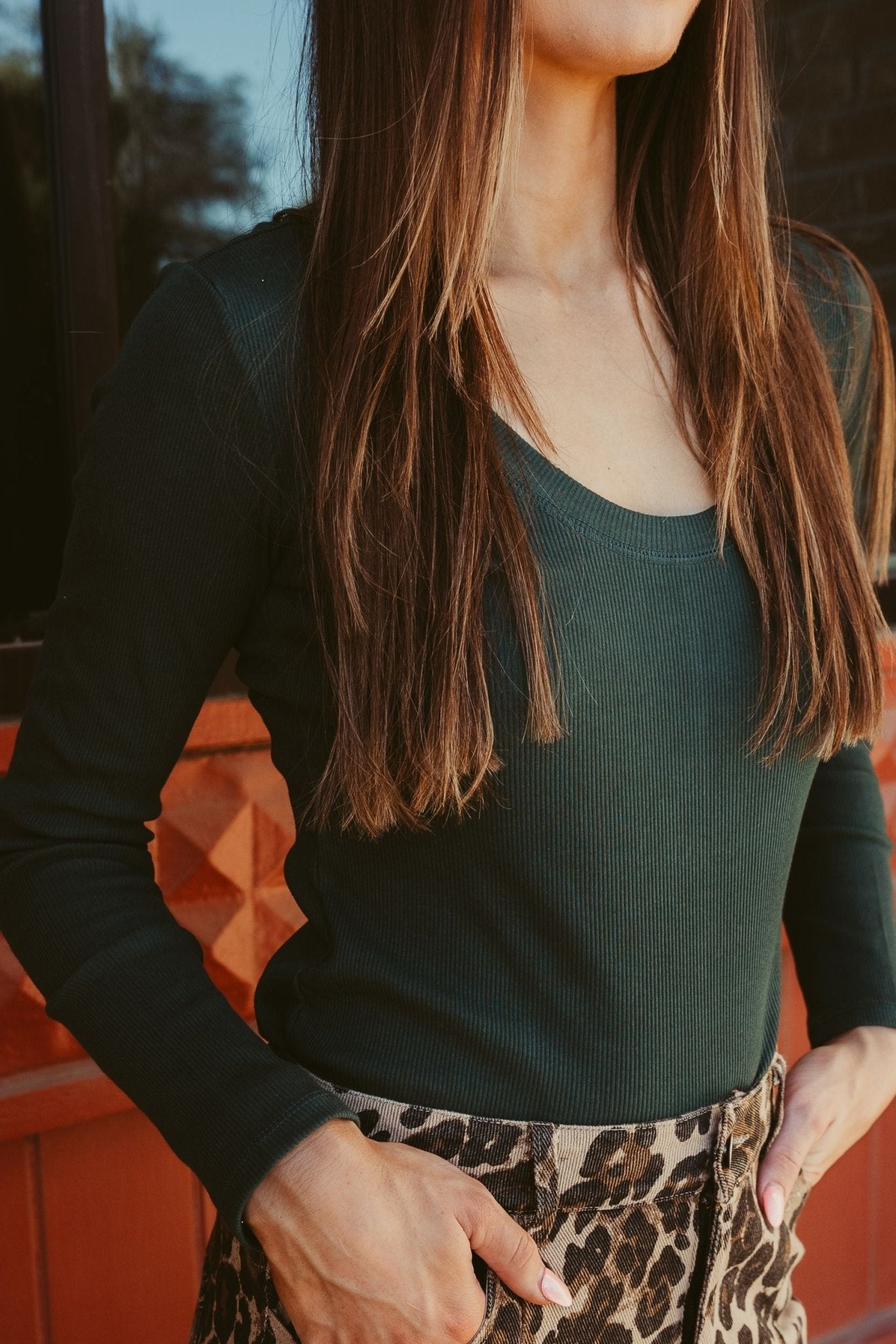 Sirena Rib Long Sleeve Cyprus Green ZT231242 - Southern Soule Designs