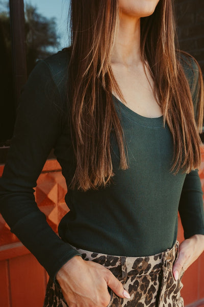 Sirena Rib Long Sleeve Cyprus Green ZT231242 - Southern Soule Designs