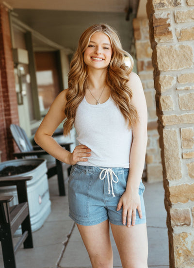 Sirena Rib Tank Light Heather Grey ZT231241 - Southern Soule Designs