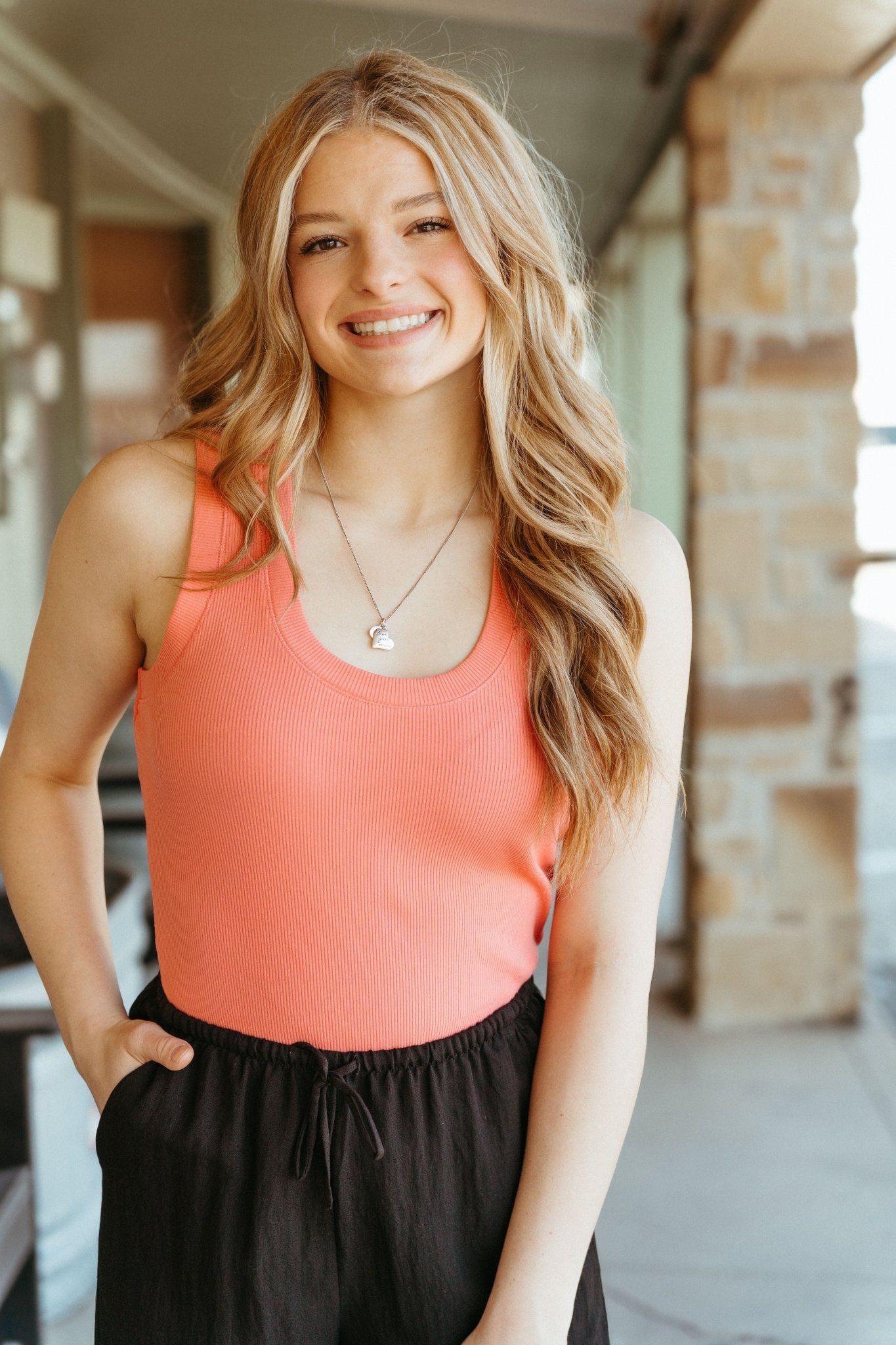 Sirena Rib Tank Sunset Pink ZT231241 - Southern Soule Designs