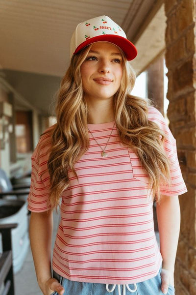 Bubblegum/Pink Striped Knit Top WL24-9809
