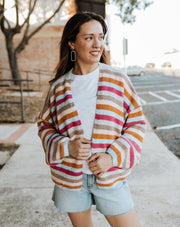 Sky/Magenta Multicolor Striped Sweater Cardigan WL25 - 12441 - Southern Soule Designs