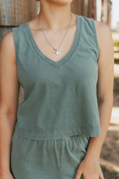 Sloane V - Neck Top Hunter Green ZT253828 - Southern Soule Designs