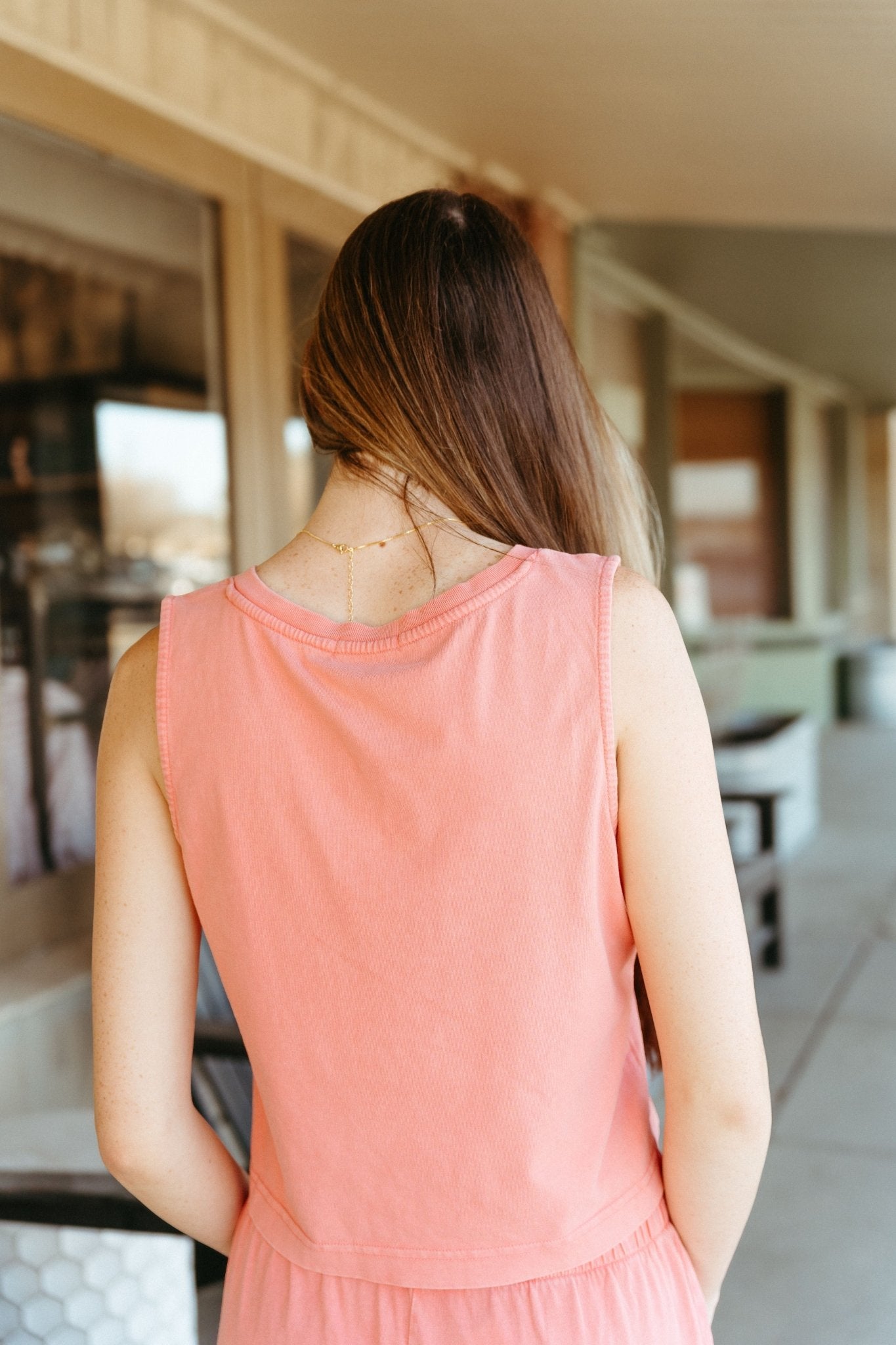 Sloane V - neck Top Sunset Pink ZT242656 - Southern Soule Designs