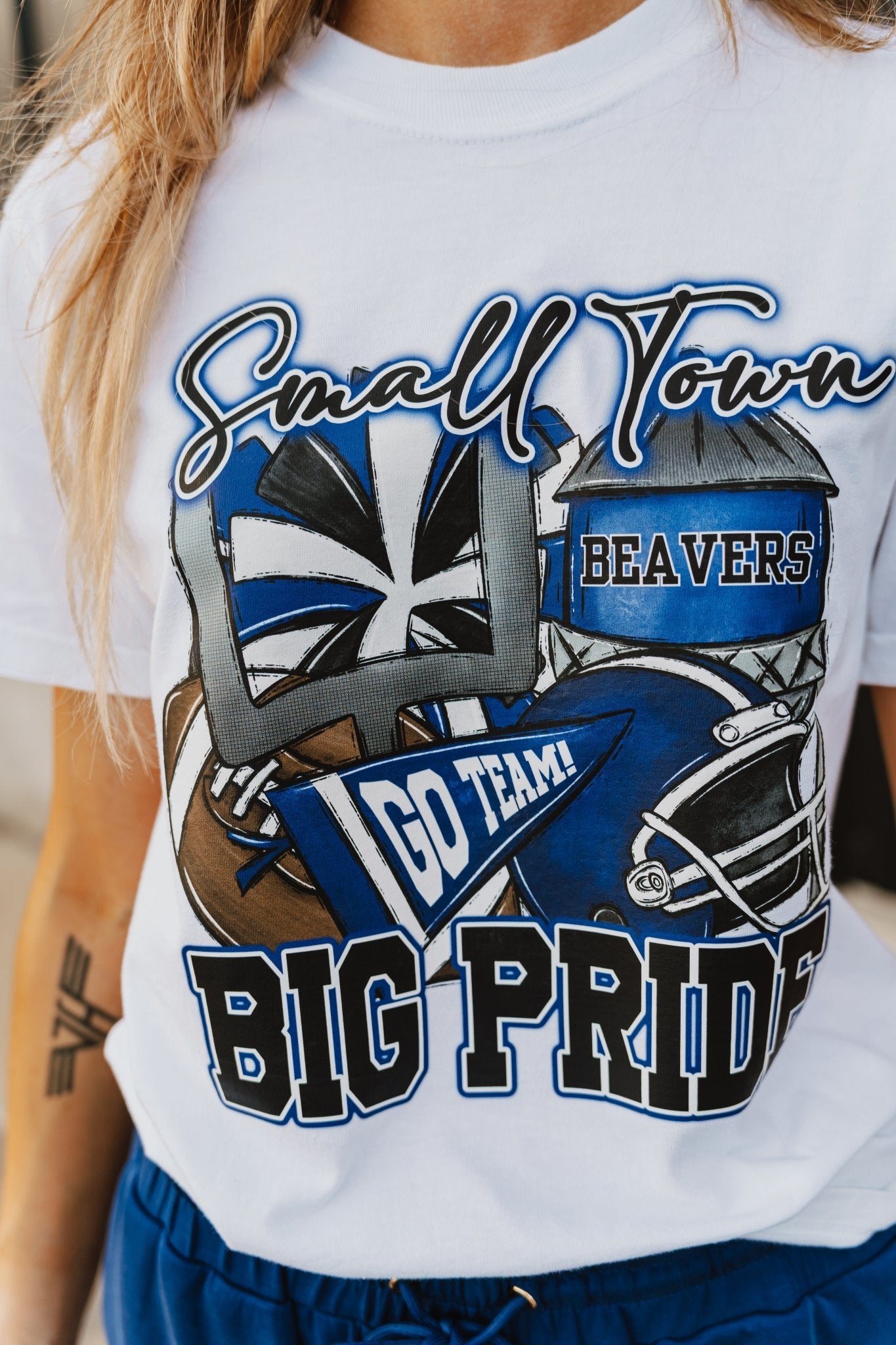 Small Town Big Pride FC Beavers White Tee - Southern Soule Designs