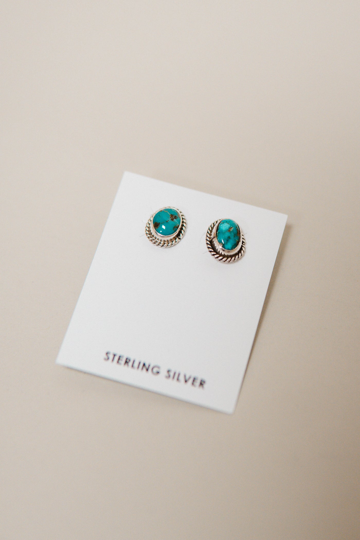 Tiny Turq Oval Studs