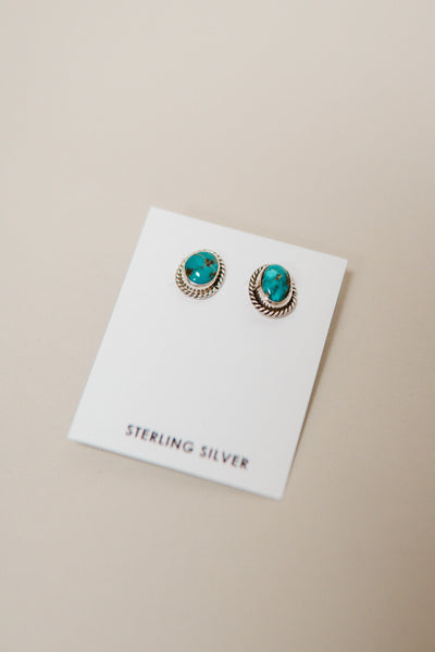 Tiny Turq Oval Studs