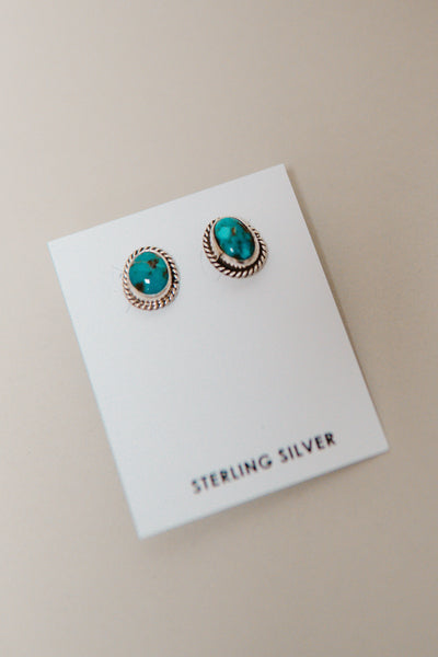 Tiny Turq Oval Studs