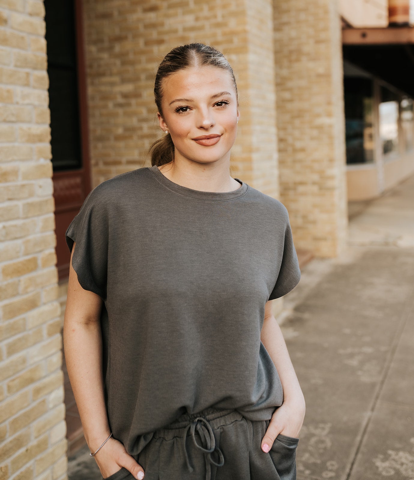 Solid Charcoal Knit Top & Pants Set - Southern Soule Designs