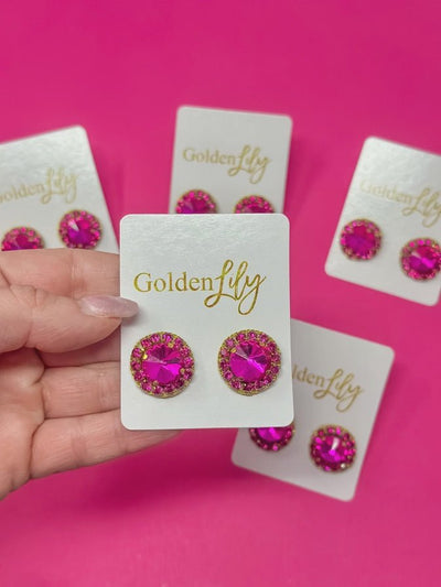 Solid Dark Pink Stud Earrings - Southern Soule Designs