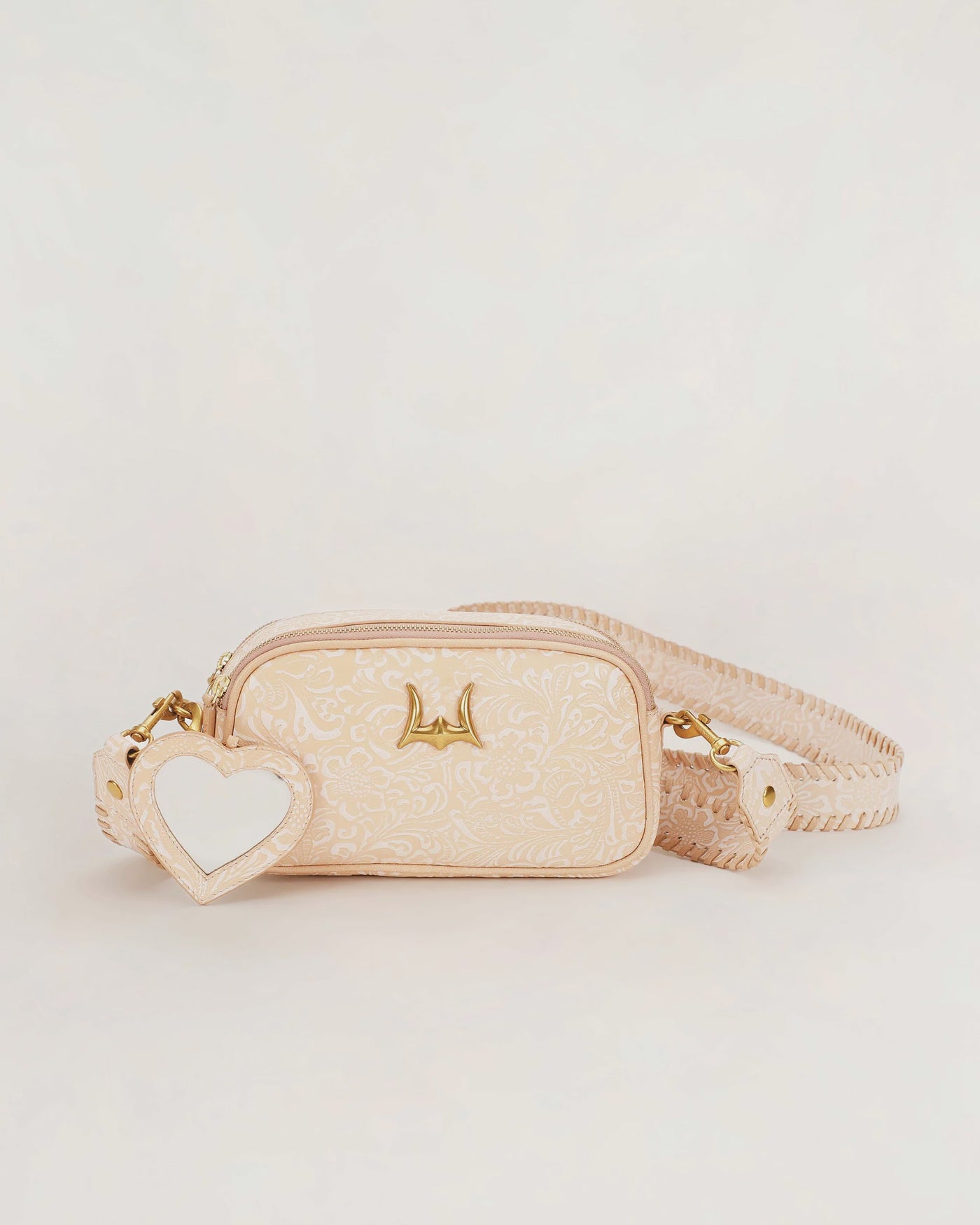 Sophia Shoulder Bag - Beige Floral Leather