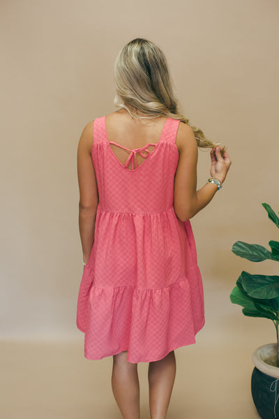Pink Sleeveless Tiered Mini Dress
