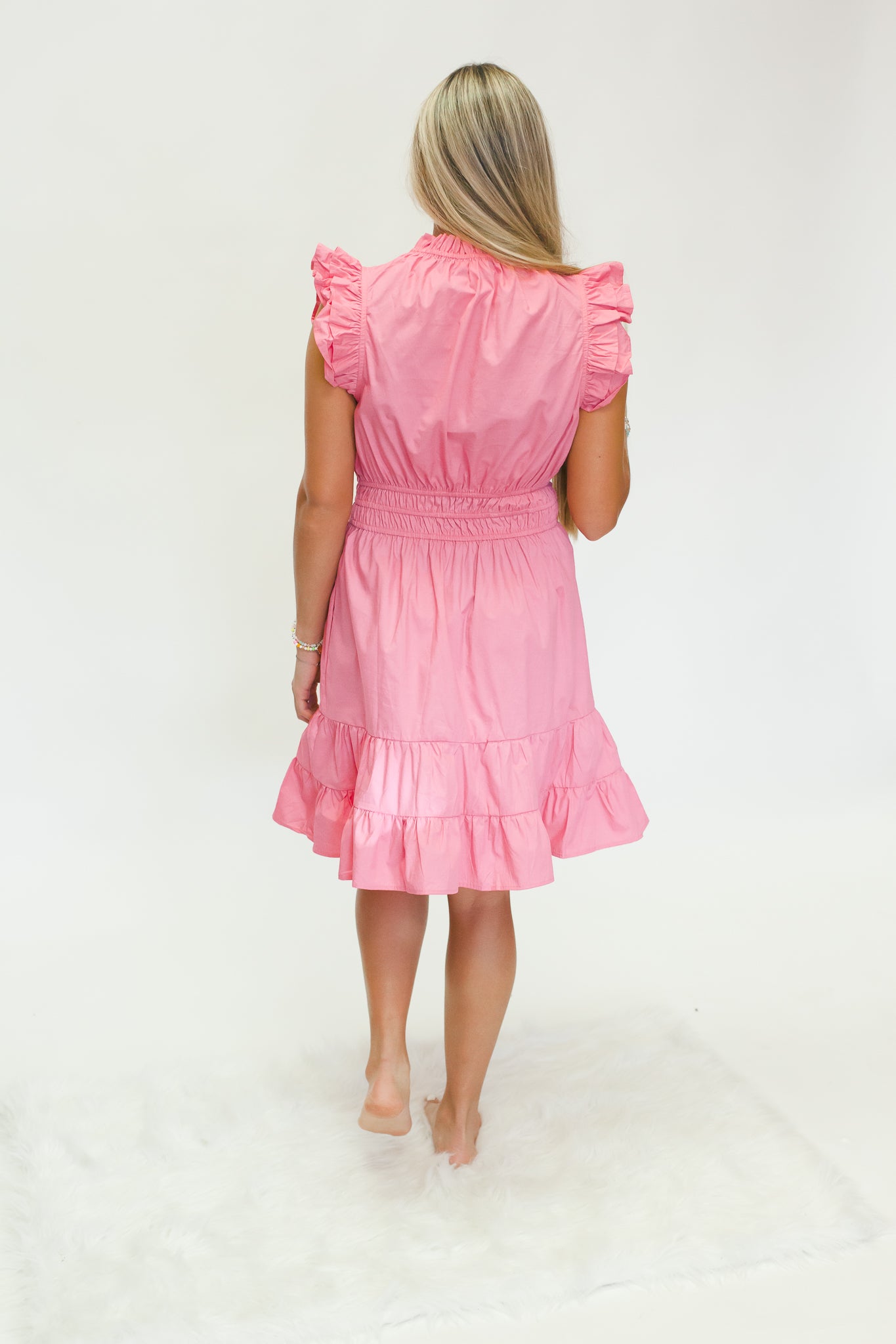 Pink Smock Waist Mini Dress