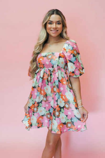 Multi Floral Baby Doll Dress