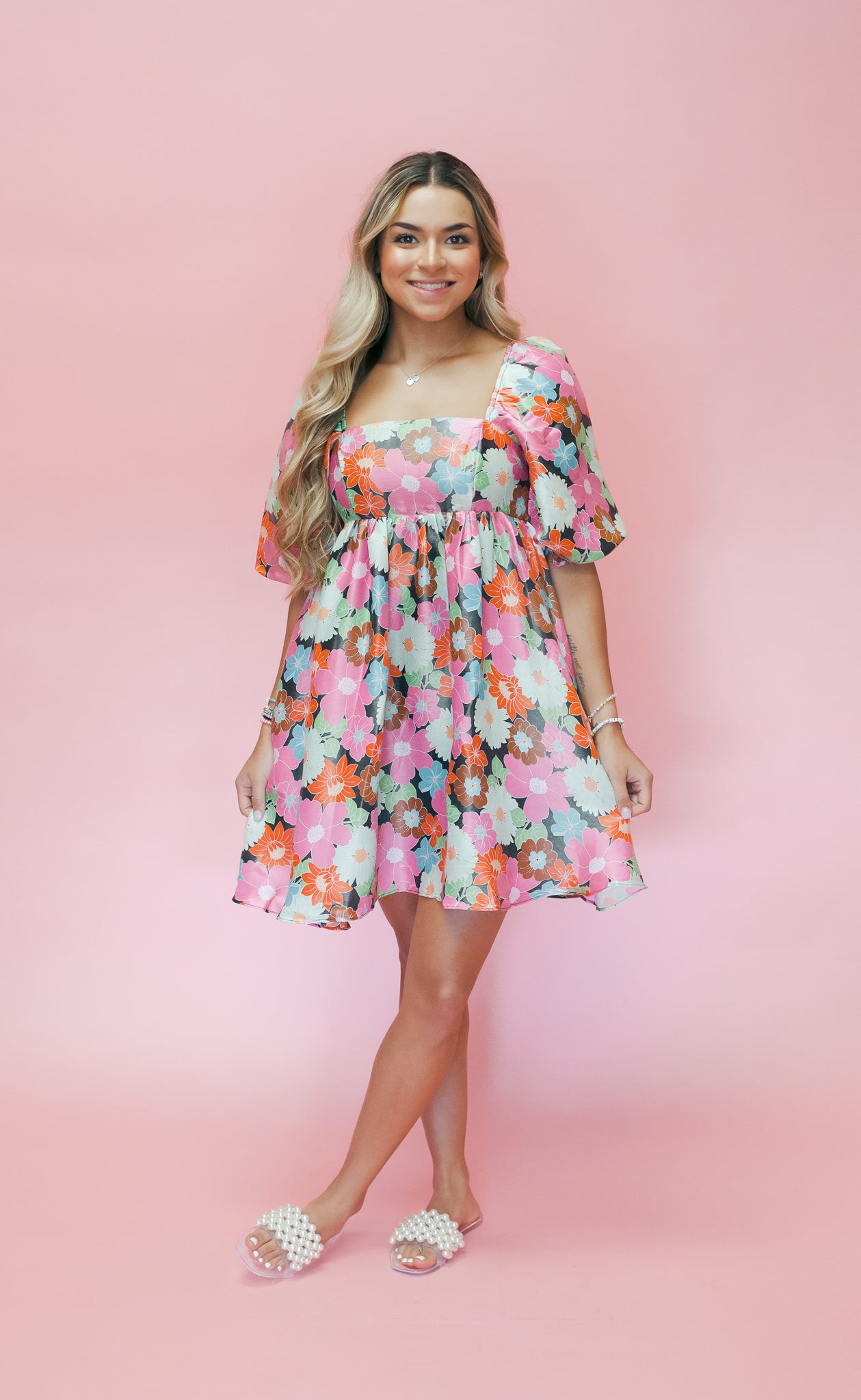 Multi Floral Baby Doll Dress