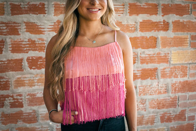 Coral & Berry Fringe Top