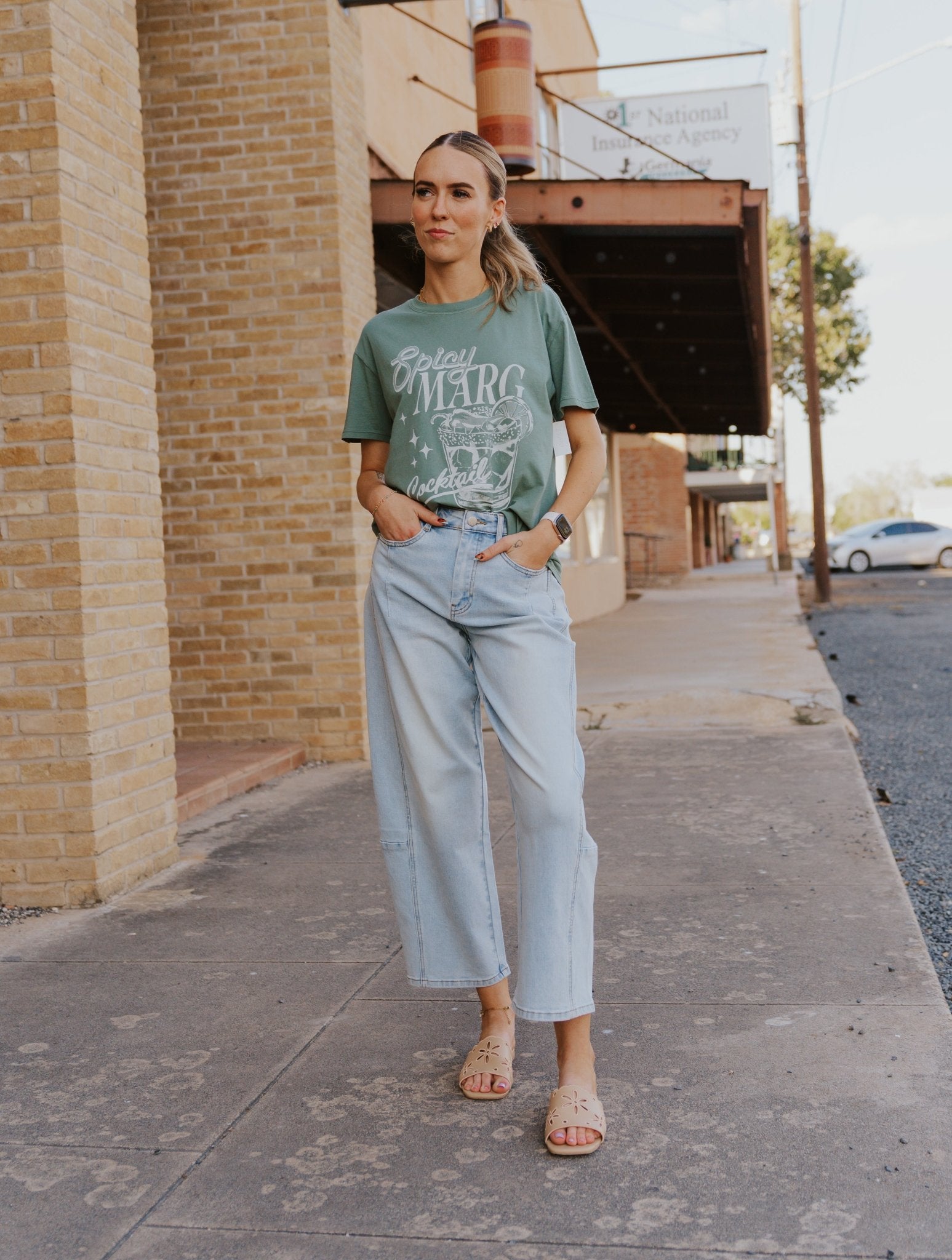 Spicy Marg Boyfriend Tee Hunter Green GT253162S - Southern Soule Designs