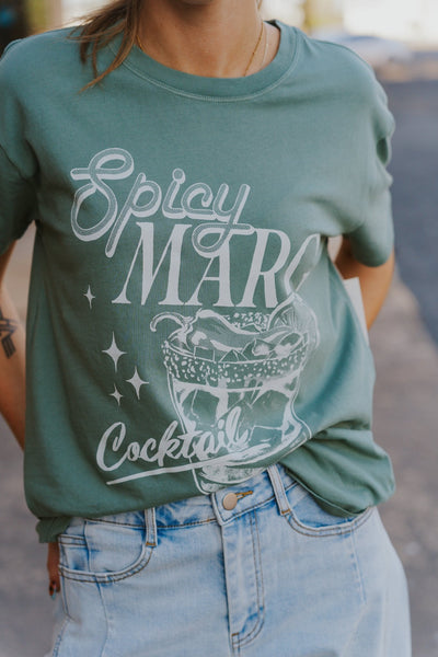 Spicy Marg Boyfriend Tee Hunter Green GT253162S - Southern Soule Designs