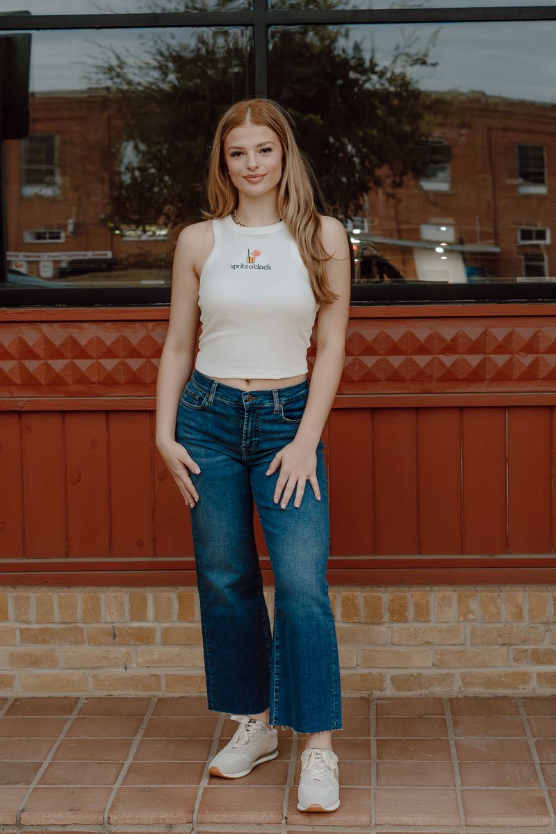 Spritz O'Clock Cream Embroidered Tank - Southern Soule Designs
