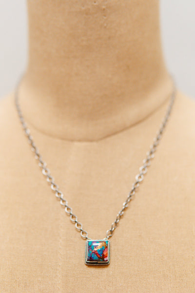 Purple Mohave Square Necklace