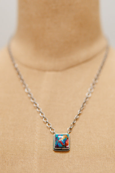 Purple Mohave Square Necklace