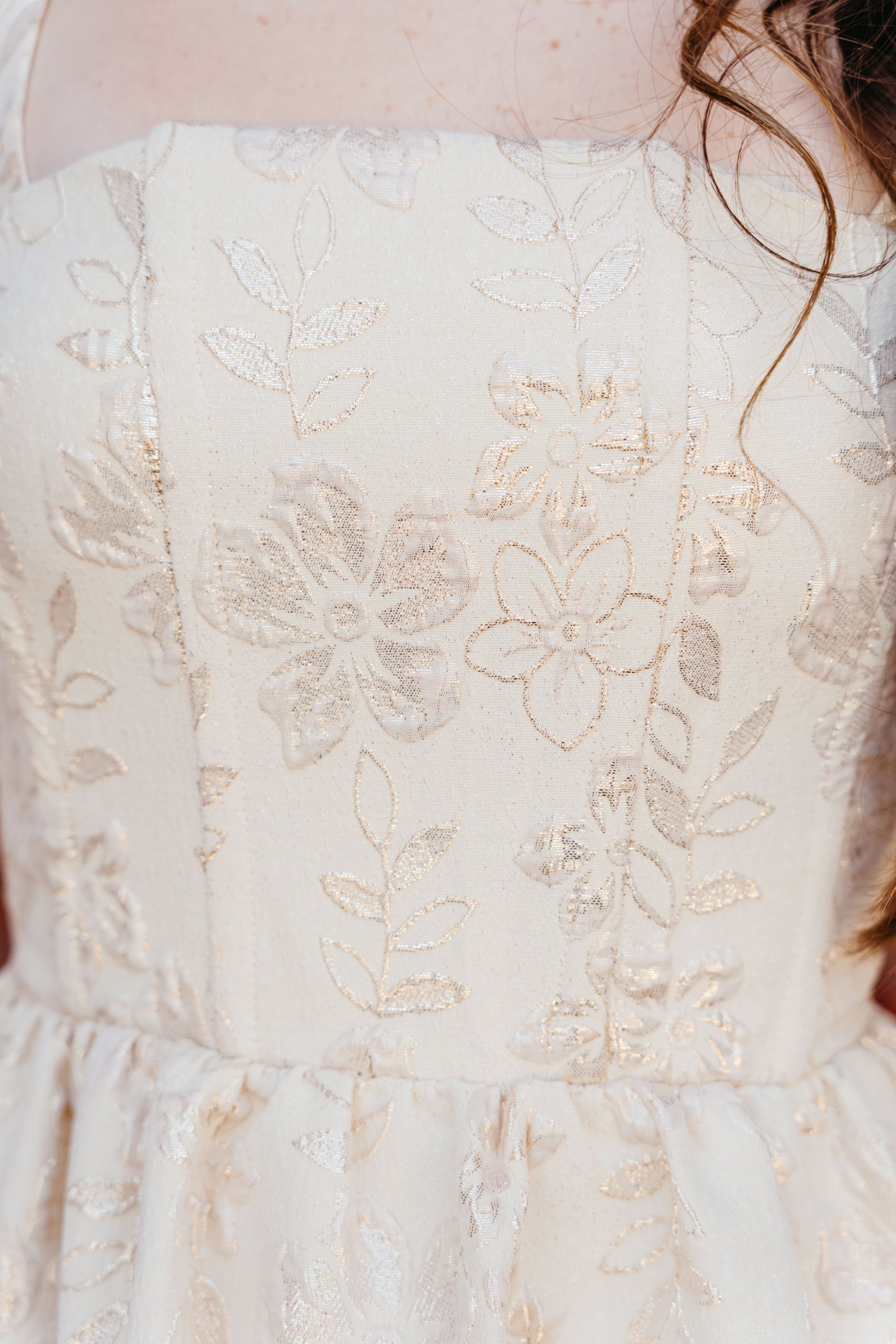 Cream Metallic Floral Mini Dress JD7179