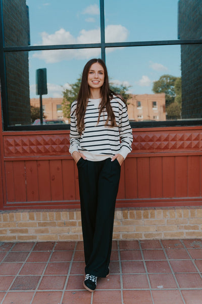 Stand Out Striped Sweatshirt Crystal ZT253228 - Southern Soule Designs