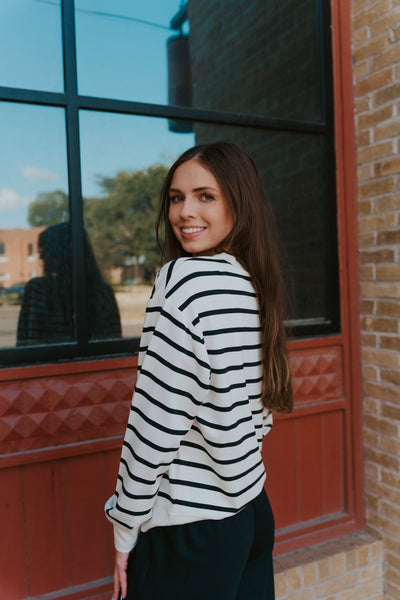 Stand Out Striped Sweatshirt Crystal ZT253228 - Southern Soule Designs