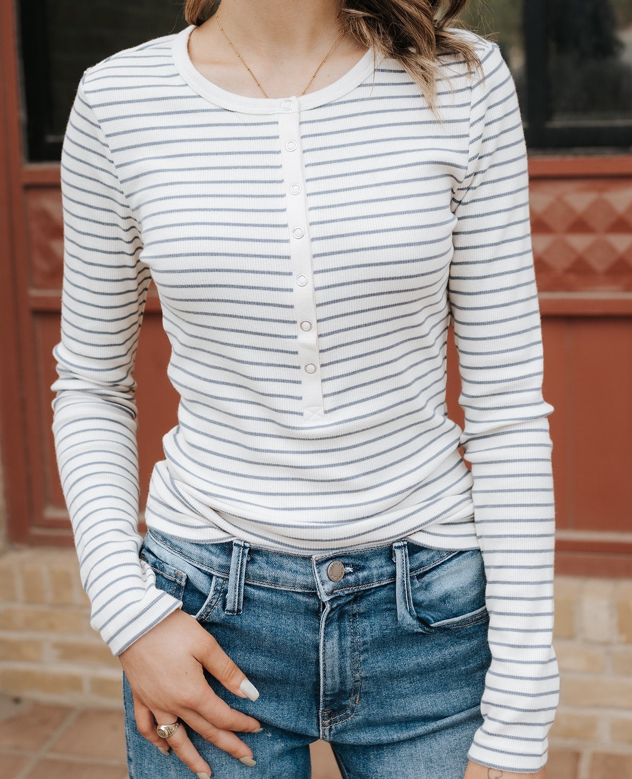 Stella Stripe Henley Crystal ZT253381 - Southern Soule Designs