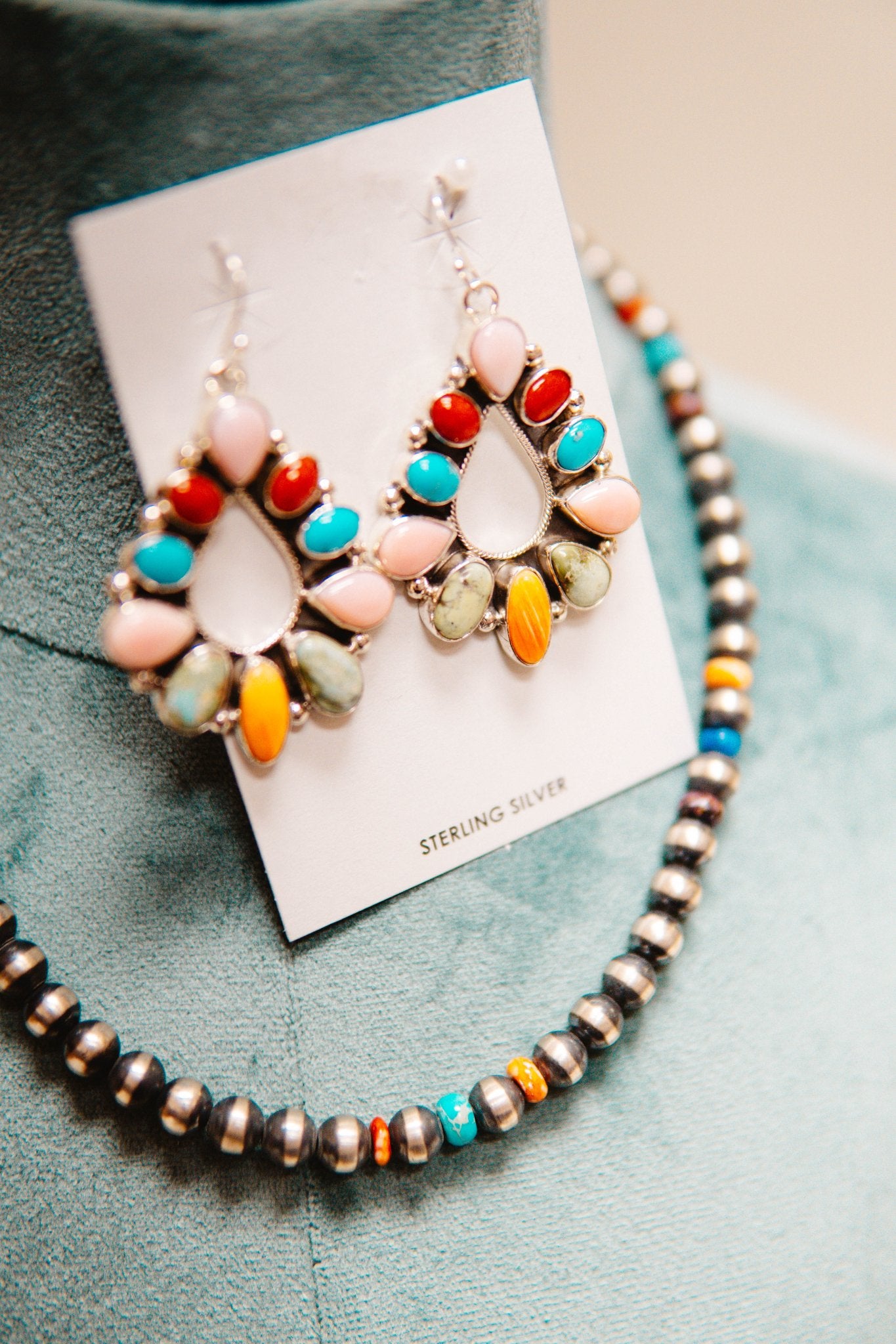 Sterling Multi Stone Teardrop Earring - Southern Soule Designs