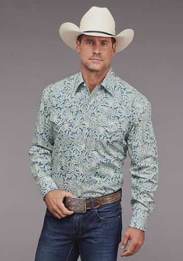 Stetson Blue LS Paisley - Southern Soule Designs