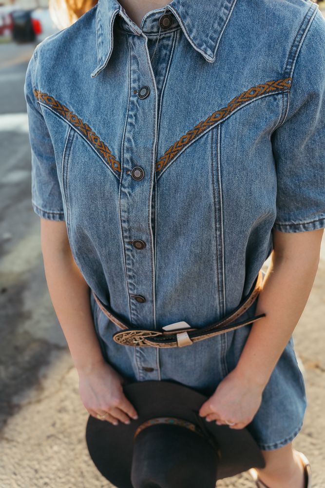 Stetson Med Wash Blue Denim Shirt Dress 11-057-0594-6038  Southern Soule  Designs