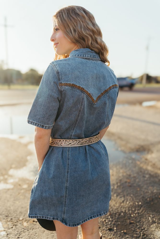 Stetson Med Wash Blue Denim Shirt Dress 11 - 057 - 0594 - 6038 - Southern Soule Designs