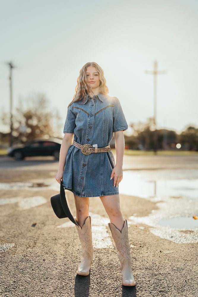 Stetson Med Wash Blue Denim Shirt Dress 11 - 057 - 0594 - 6038 - Southern Soule Designs