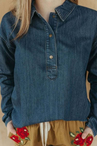 Stetson WMS Denim Long Sleeve Pullover 11 - 050 - 0594 - 6049 - Southern Soule Designs