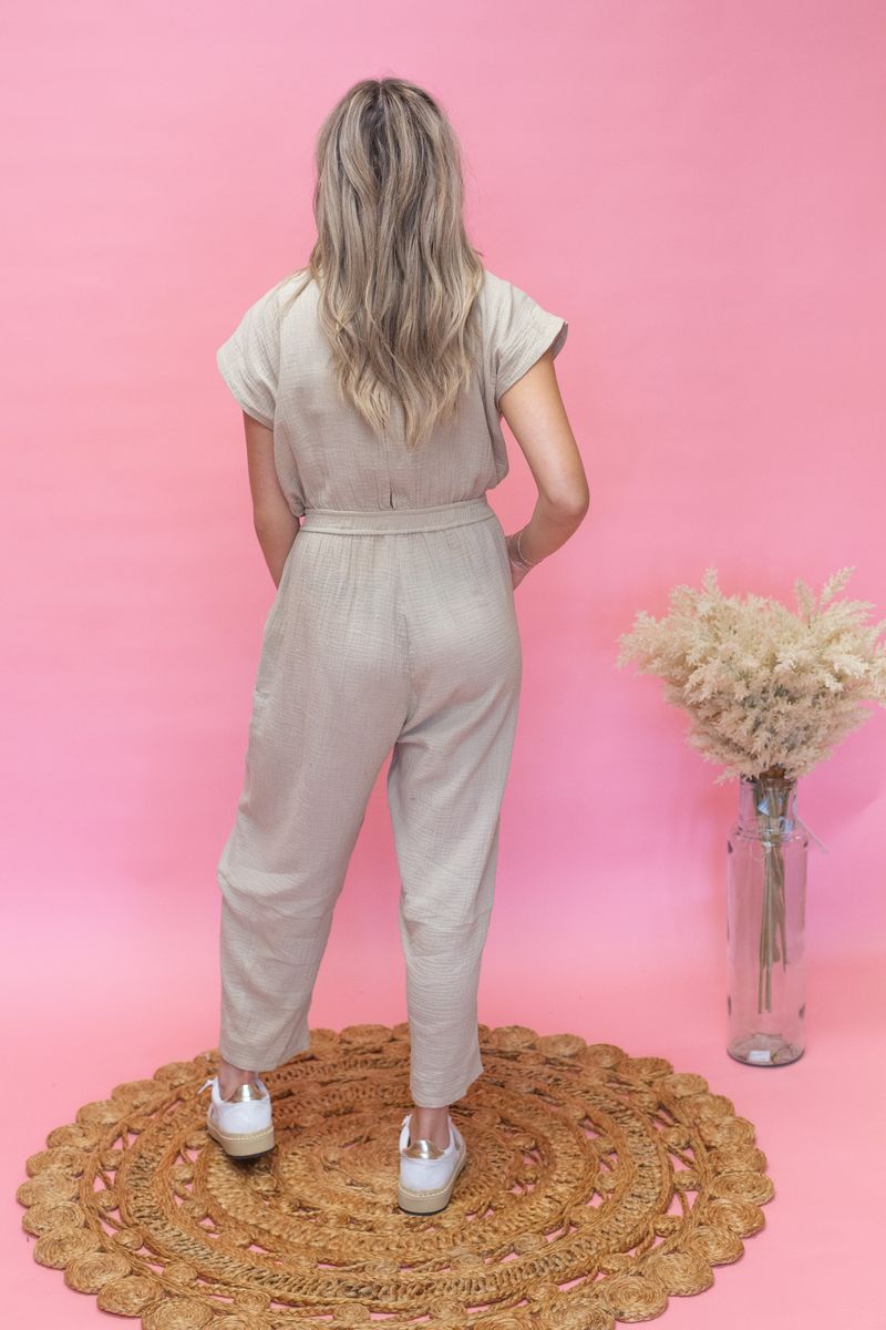 Stone Gauze Jumpsuit - Southern Soule Designs