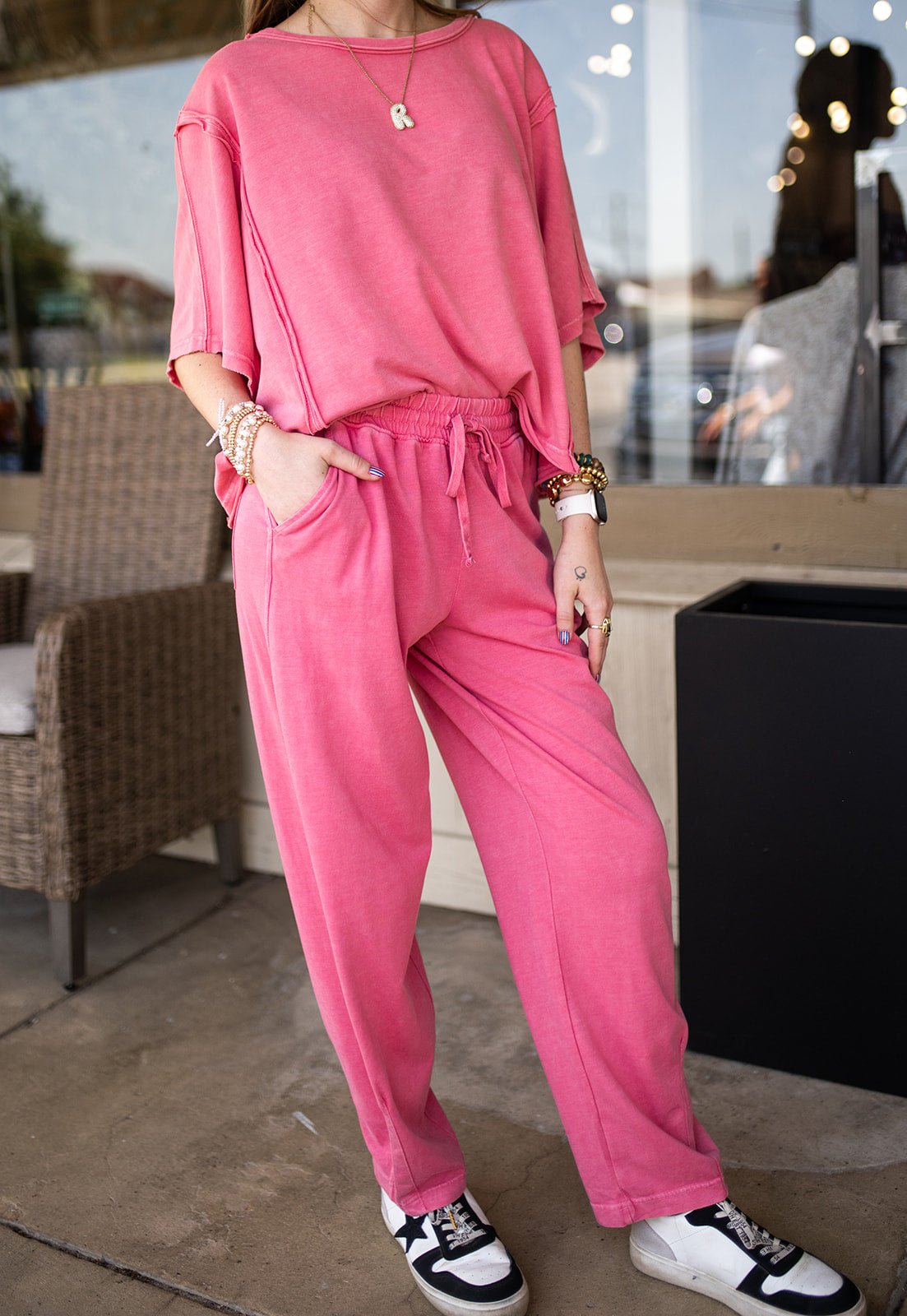 Strawberry Mineral Washed Barrel Pants P6455 - Southern Soule Designs