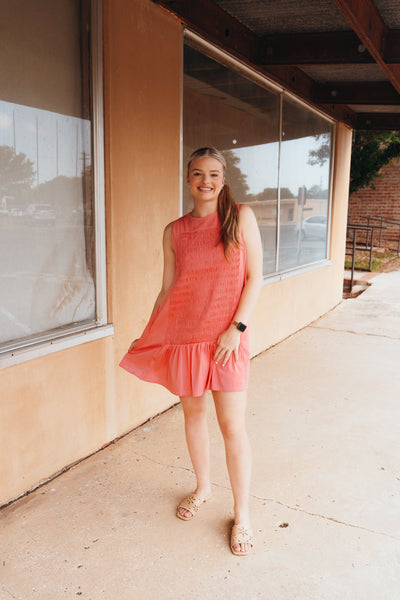 Strawberry Pink Smocked Mini Dress D - 2821 - JK - 1 - Southern Soule Designs
