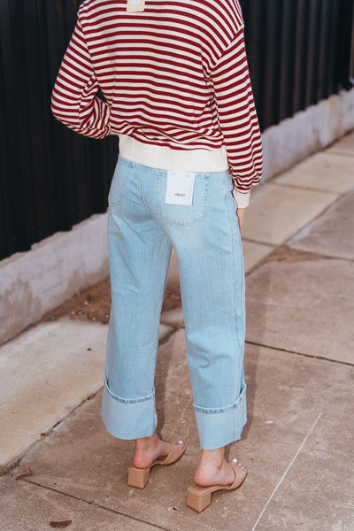 Streamlined Super High Rise Cuffed Baggy Wide Jean T6515 - Southern Soule Designs