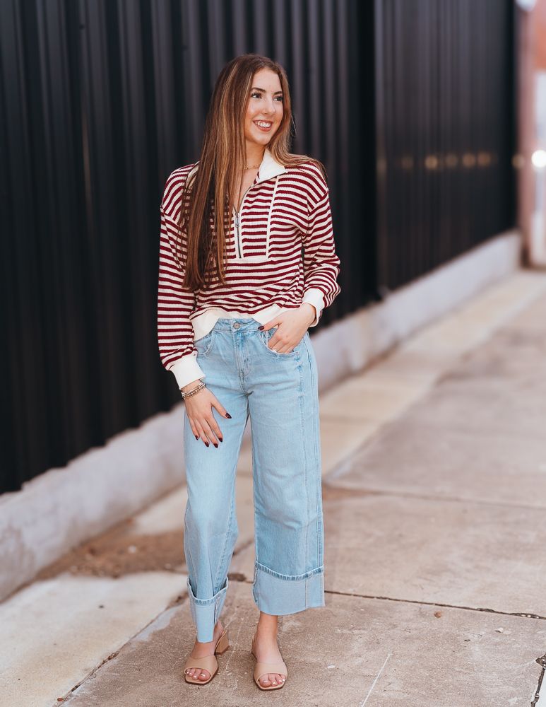 Streamlined Super High Rise Cuffed Baggy Wide Jean T6515 - Southern Soule Designs