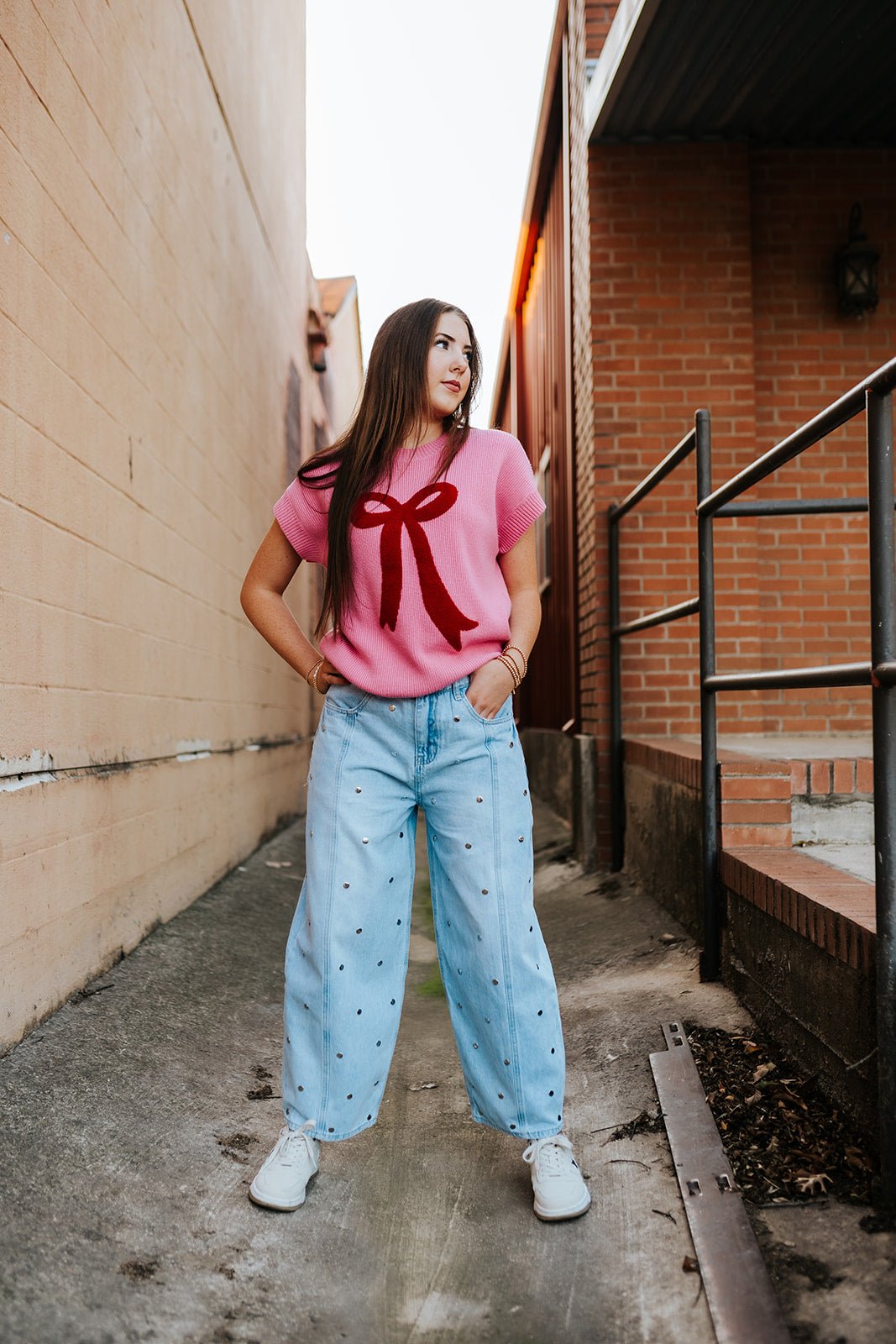 Studded Barrel Denim Pants IP1390 - Southern Soule Designs