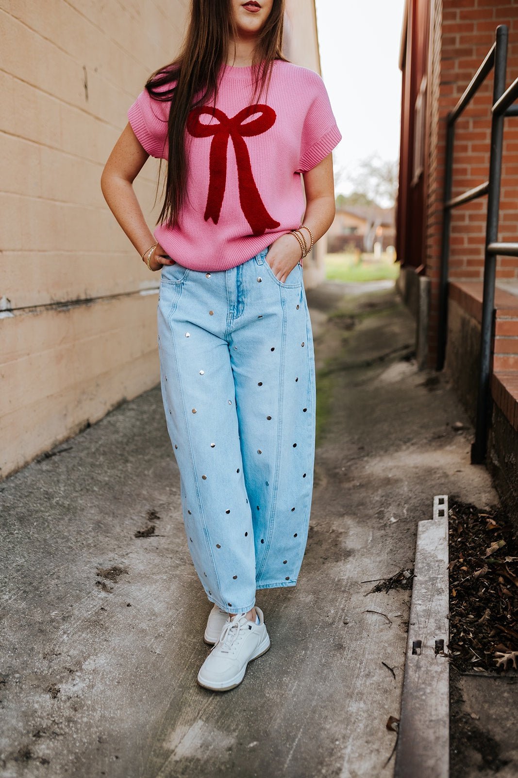 Studded Barrel Denim Pants IP1390 - Southern Soule Designs