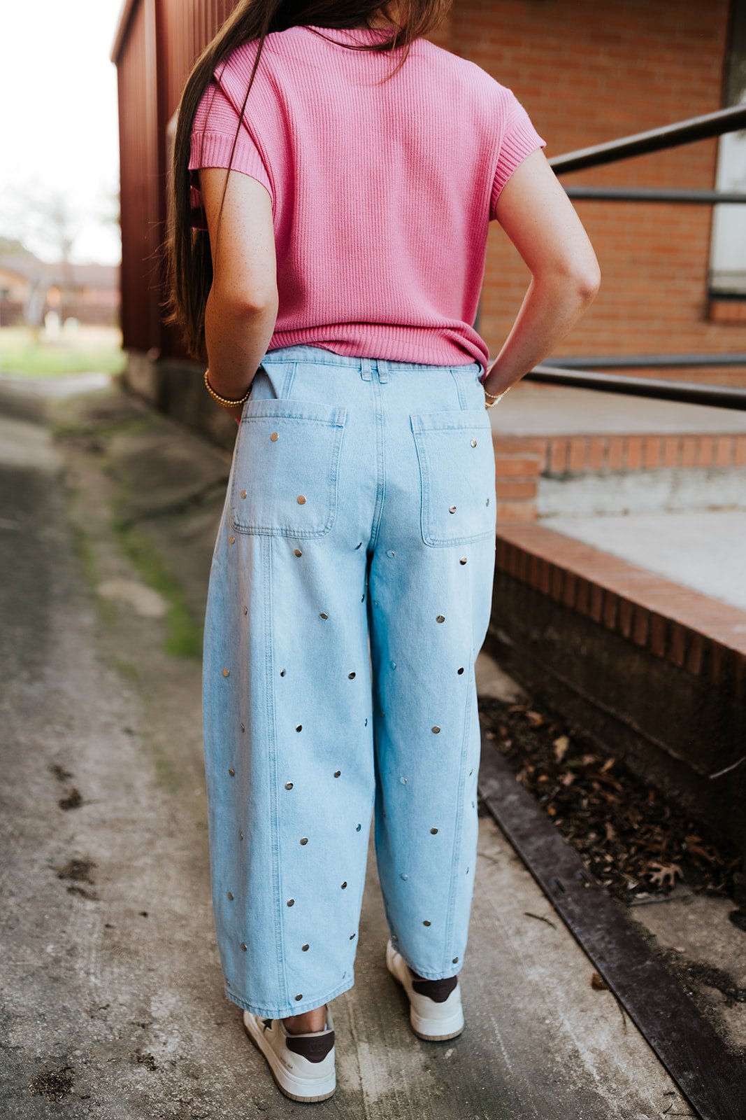 Studded Barrel Denim Pants IP1390 - Southern Soule Designs