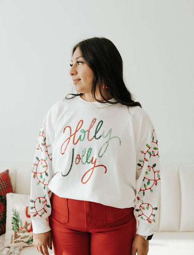 Sweatshirt Sarah Holly Jolly Lights - Southern Soule Designs