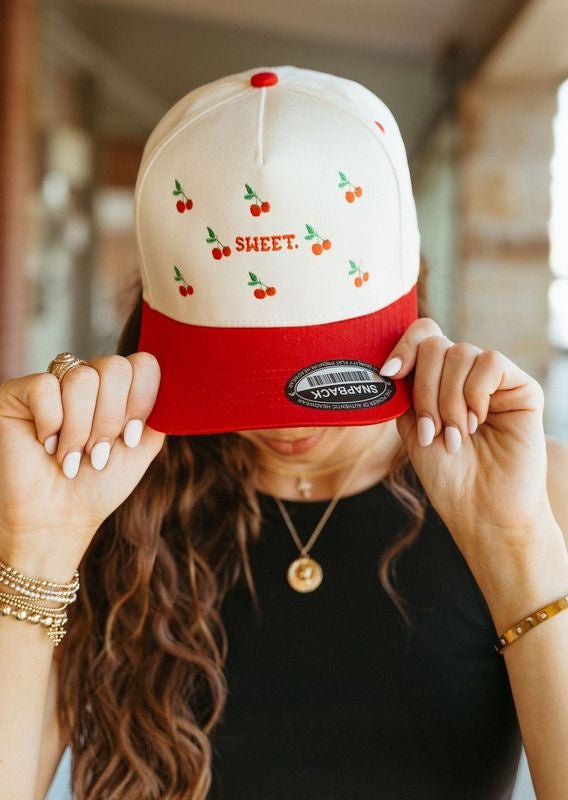 Sweet With Cherries Cap Red/Natural - Southern Soule Designs